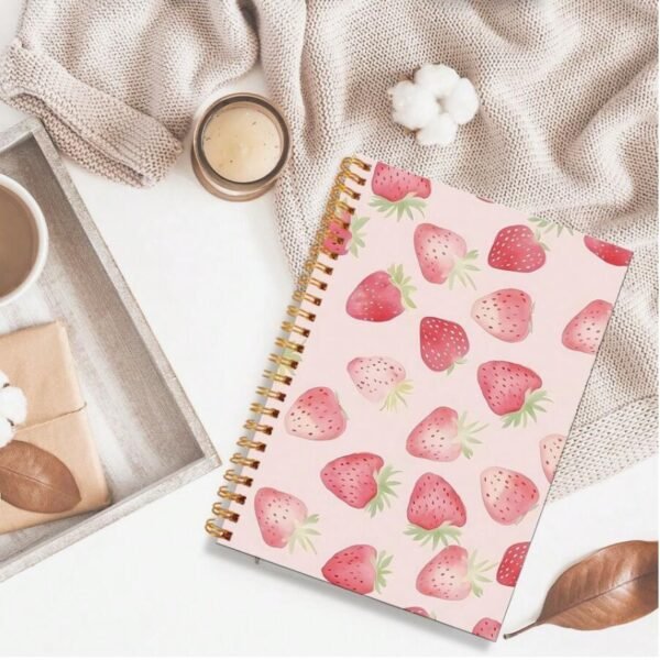 Spiral Notebook with Strawberry Print Cuaderno